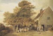 Figures outside a roadside inn (mk47) Edmund Dorrell